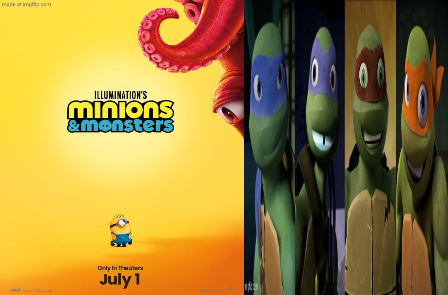 2012 Turtles Is Excited For Minions and Monsters | image tagged in who is excited for minions and monsters,deviantart,tmnt,minions,illumination,nickelodeon | made w/ Imgflip meme maker