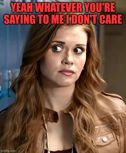 Lydia Martin | Yeah whatever you're saying to me I don't care | image tagged in lydia martin | made w/ Imgflip meme maker