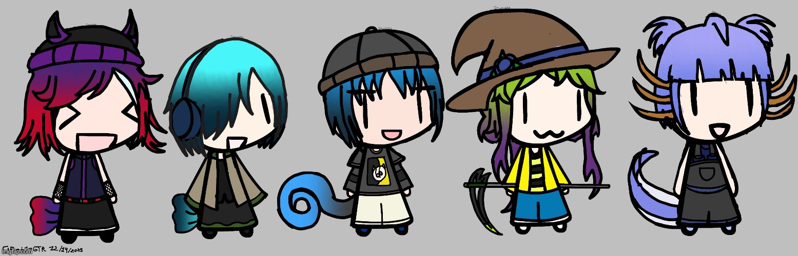 (12/14/2025): Some of my characters in the Walfas Art style | image tagged in random,oc,walfas,design | made w/ Imgflip meme maker