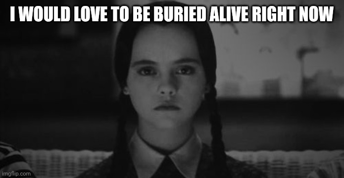 Wednesday Addams | I would love to be buried alive right now | image tagged in wednesday addams | made w/ Imgflip meme maker