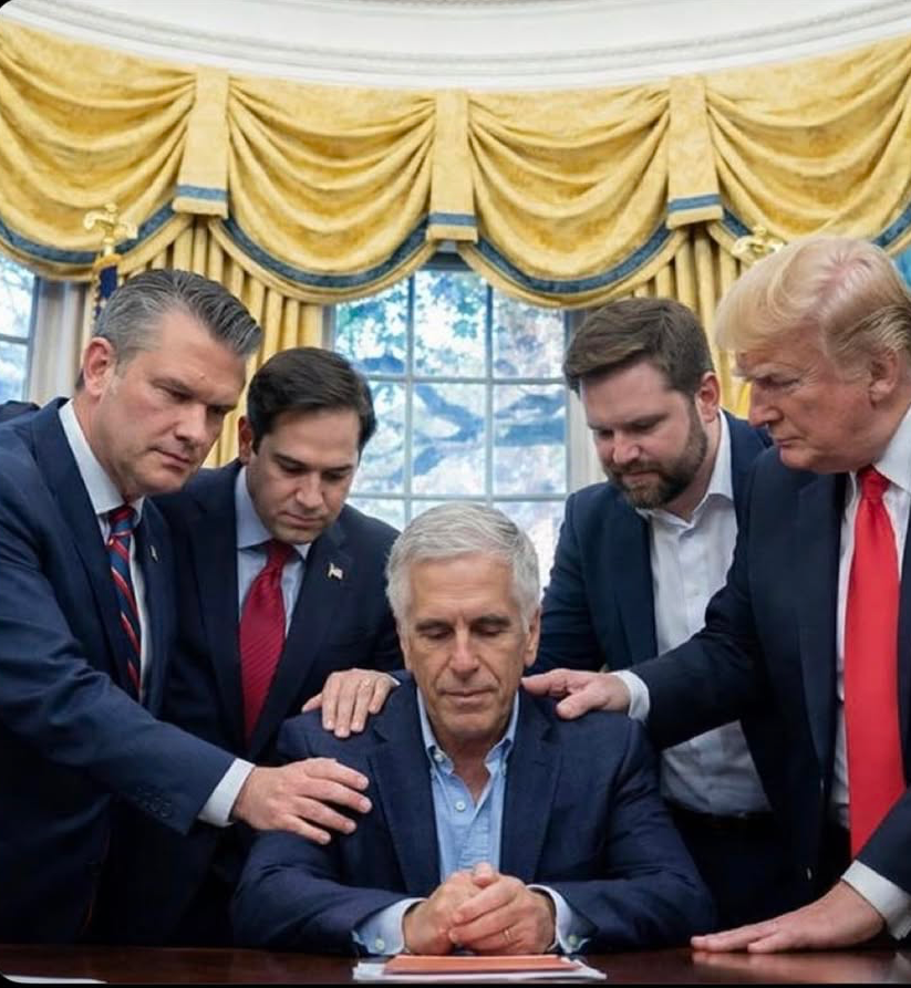 Jeffrey Epstein Donald Trump Prayer Circle Blank Meme Template