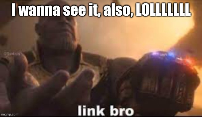 I wanna see it, also, LOLLLLLLL | image tagged in link bro | made w/ Imgflip meme maker