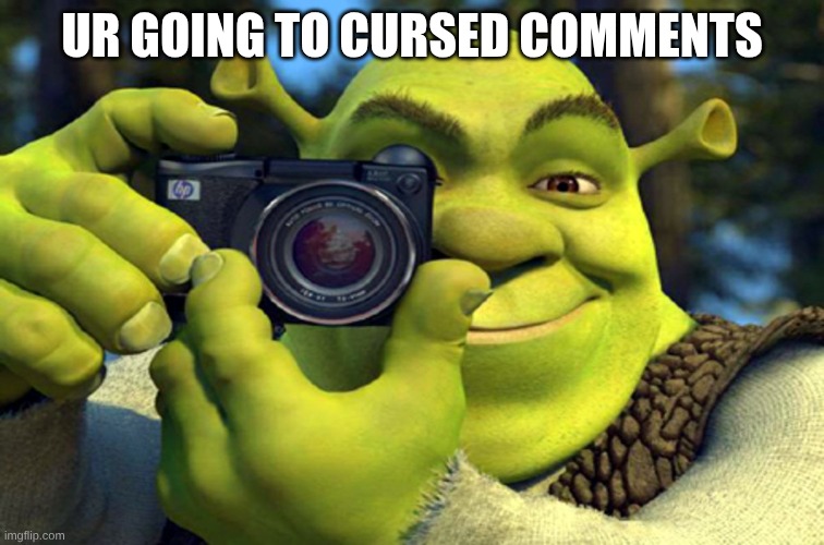 ur going to cursed comments | image tagged in shrek camera | made w/ Imgflip meme maker