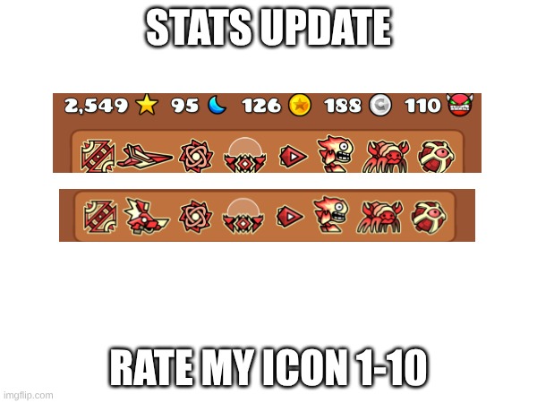 New set, new delirium progress (I hope) | stats update; rate my icon 1-10 | image tagged in gd,icons,idk | made w/ Imgflip meme maker