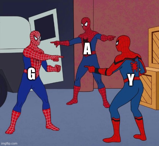 Spider Man Triple | G A Y | image tagged in spider man triple | made w/ Imgflip meme maker