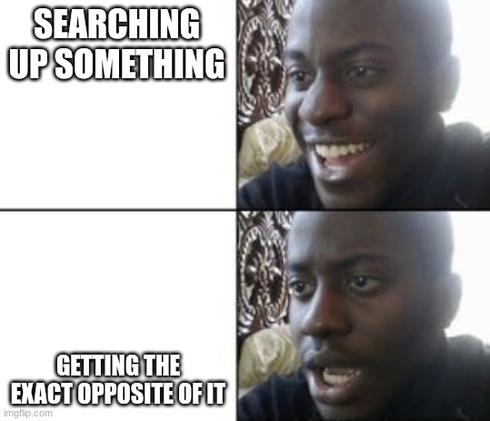 searching | searching up something; getting the exact opposite of it | image tagged in reaction meme template,google | made w/ Imgflip meme maker