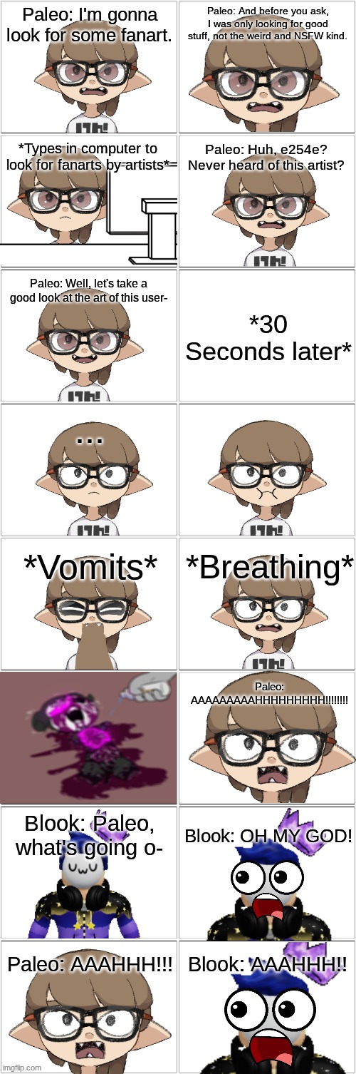 Paleo looks up at e254e.mp3 | image tagged in comic,paleo,blook | made w/ Imgflip meme maker