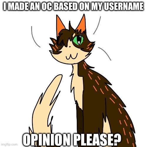 Opinion pls? (Mod note: omg he/she/they is so cute I love it) | I made an oc based on my username; opinion please? | image tagged in idk what to put here,why are you reading the tags,who reads these,stop reading these tags | made w/ Imgflip meme maker