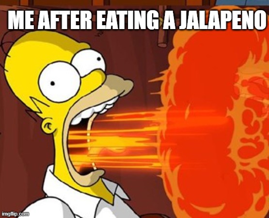 true | me after eating a jalapeno | image tagged in mouth on fire | made w/ Imgflip meme maker