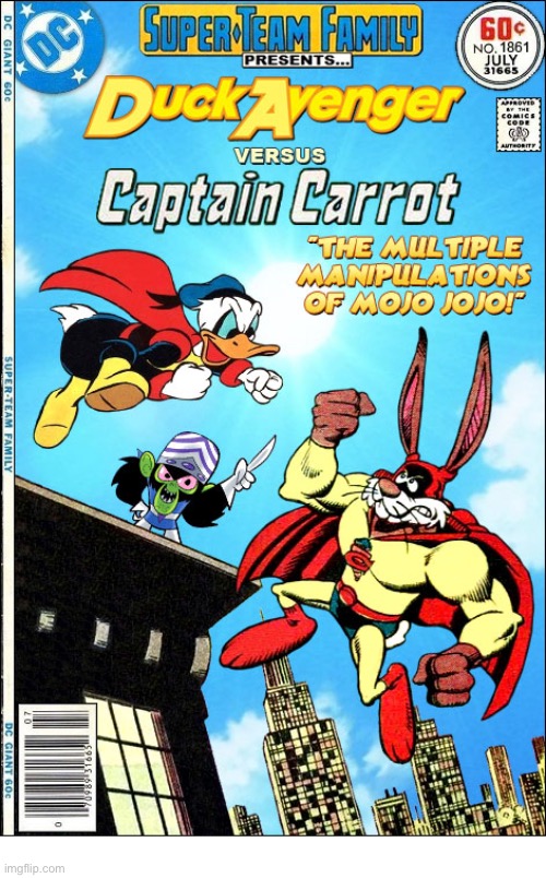 image tagged in comics,duck avenger,captain carrot,donald duck,crossover,super team family | made w/ Imgflip meme maker