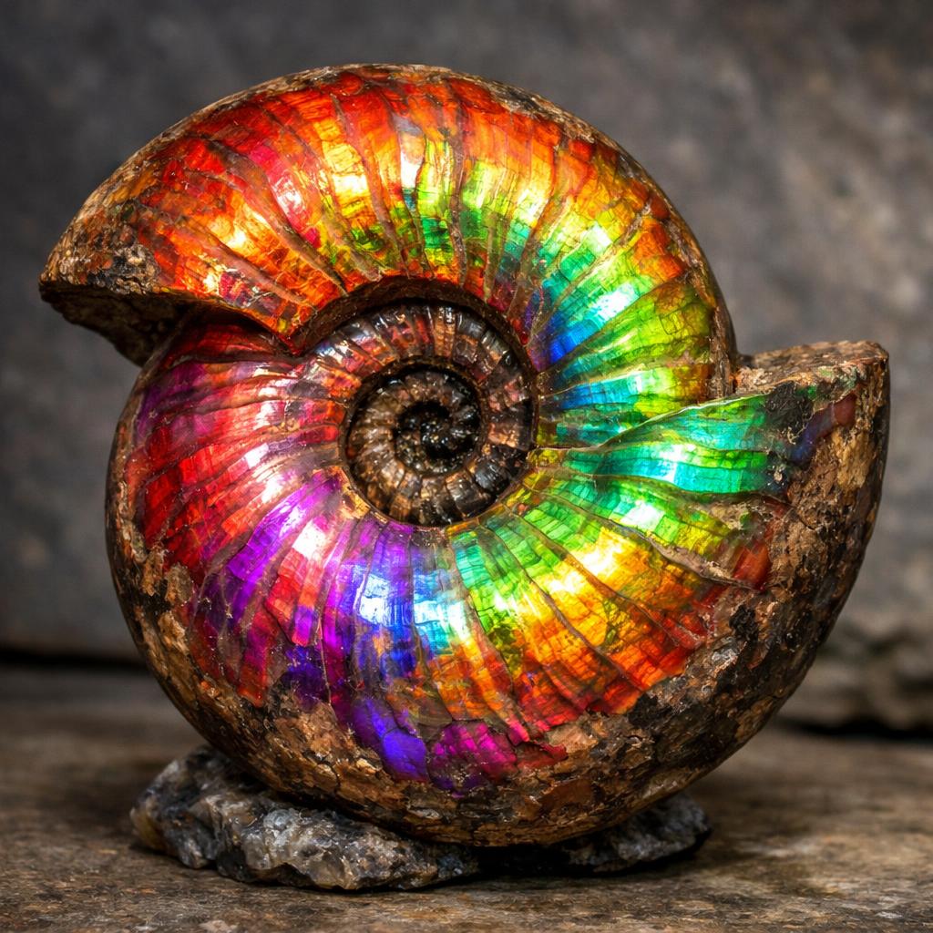 Natural Rainbow Ammonite fossils Blank Meme Template