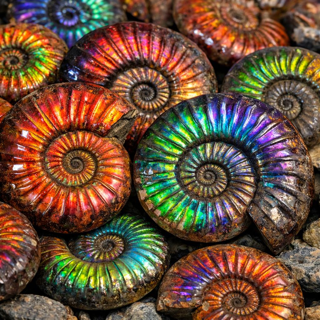 Madagascar Natural Rainbow Ammonite fossils Blank Meme Template