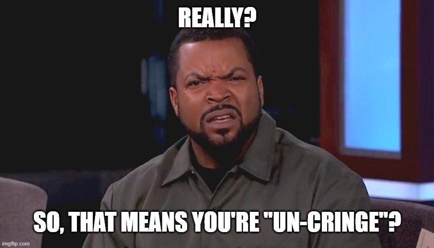 Really? Ice Cube | really? So, that means you're "un-cringe"? | image tagged in really ice cube | made w/ Imgflip meme maker