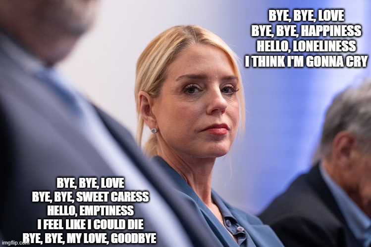 Bye, Bye, Love | Bye, bye, love
Bye, bye, happiness
Hello, loneliness
I think I'm gonna cry; Bye, bye, love
Bye, bye, sweet caress
Hello, emptiness
I feel like I could die
Bye, bye, my love, goodbye | image tagged in adios bonjour | made w/ Imgflip meme maker