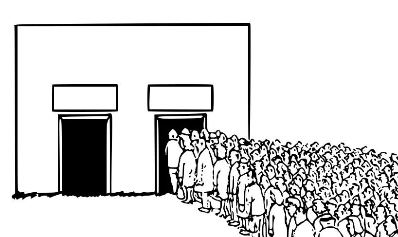 two doors one crowd Blank Meme Template