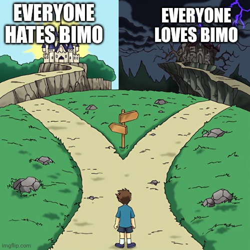 Bimo AI Slop in a Nutshell | Everyone hates Bimo; Everyone Loves Bimo | image tagged in two castles | made w/ Imgflip meme maker