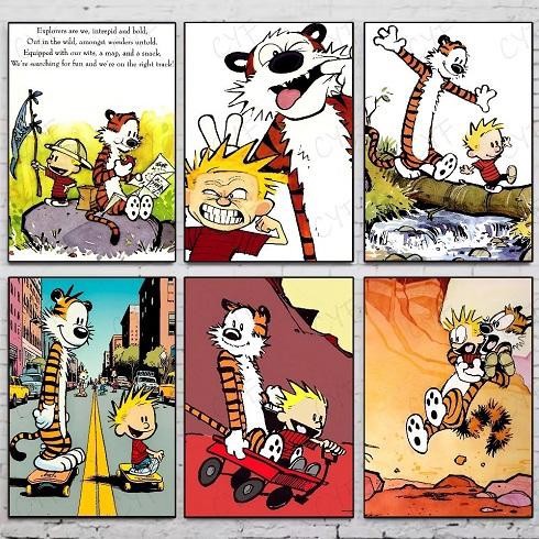 calvin hobbes color poster travel everywhere 6 panels Blank Meme Template
