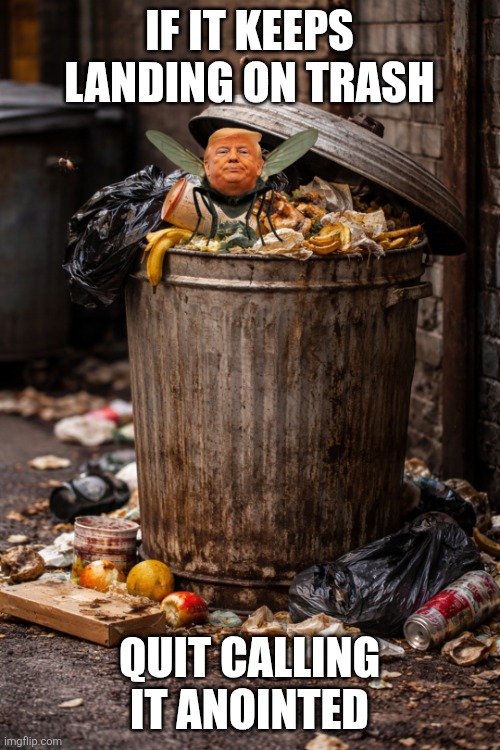 Lord of the Flies | IF IT KEEPS LANDING ON TRASH; QUIT CALLING IT ANOINTED | image tagged in trump,paula white,nutcakes,garbage,religion | made w/ Imgflip meme maker