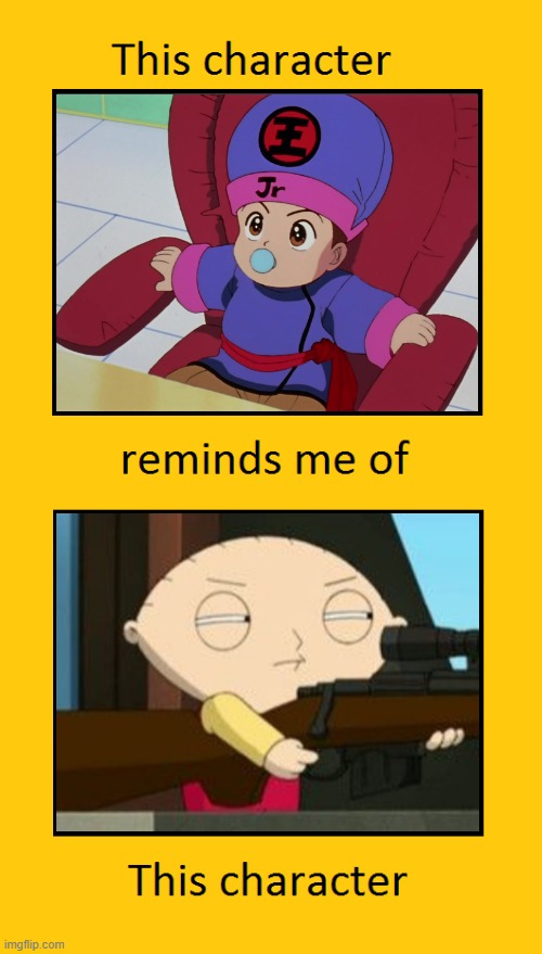 baby reminds me of family guy baby | image tagged in this character reminds me of this character,family guy,anime,boys,babies,momma | made w/ Imgflip meme maker