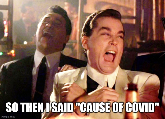 Good Fellas Hilarious Meme | So then I said "Cause of Covid" | image tagged in memes,good fellas hilarious | made w/ Imgflip meme maker