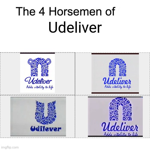 Udeliver: Adds vitality to life | Udeliver | image tagged in four horsemen,funny,logo | made w/ Imgflip meme maker