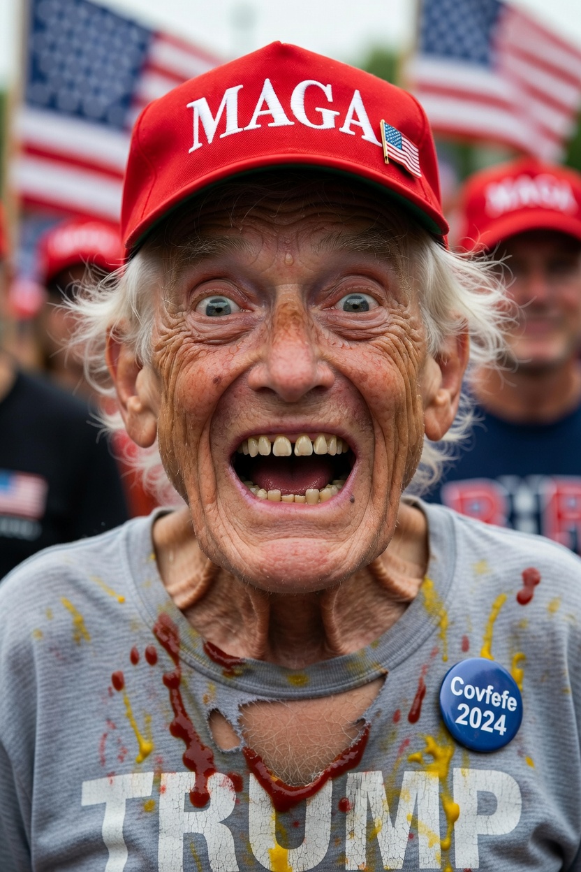 Old MAGA man goofy ballcap Blank Meme Template