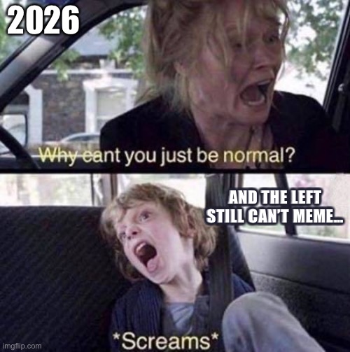 Why Can't You Just Be Normal | 2026; And the left still can’t Meme… | image tagged in why can't you just be normal | made w/ Imgflip meme maker