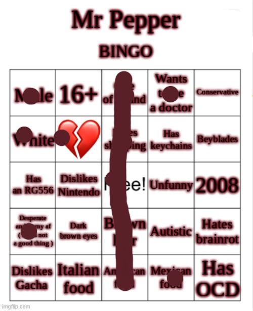 No way am I conservative | image tagged in mr pepper/dr pepper bingo | made w/ Imgflip meme maker