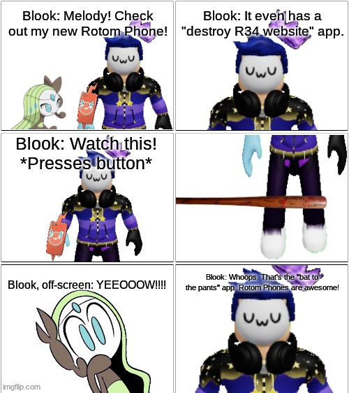 Blook's New Rotom Phone.mp3 | image tagged in comic,blook,melody | made w/ Imgflip meme maker