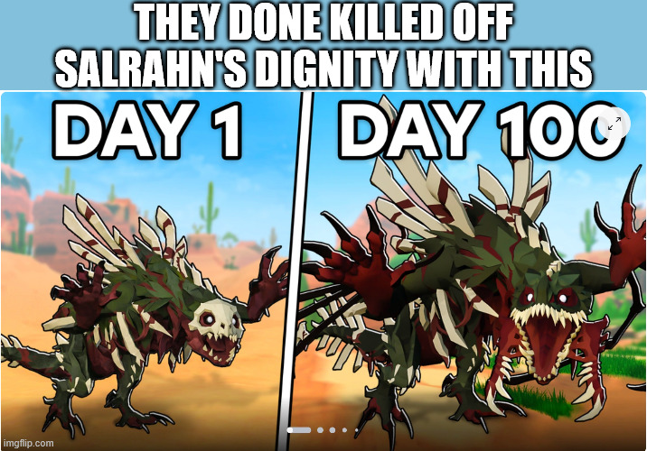 I was afraid this might happen | they done killed off Salrahn's dignity with this | image tagged in roblox,creatures of sonaria,salrahn | made w/ Imgflip meme maker