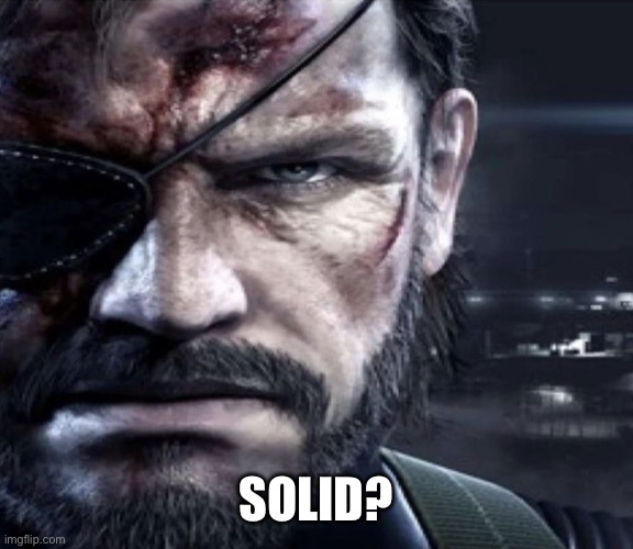 Solid? | image tagged in solid snake staring | made w/ Imgflip meme maker