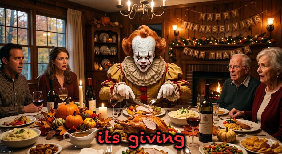 its giving | its giving | image tagged in it,derry,stephen king,thanksgiving,horror,its giving | made w/ Imgflip meme maker
