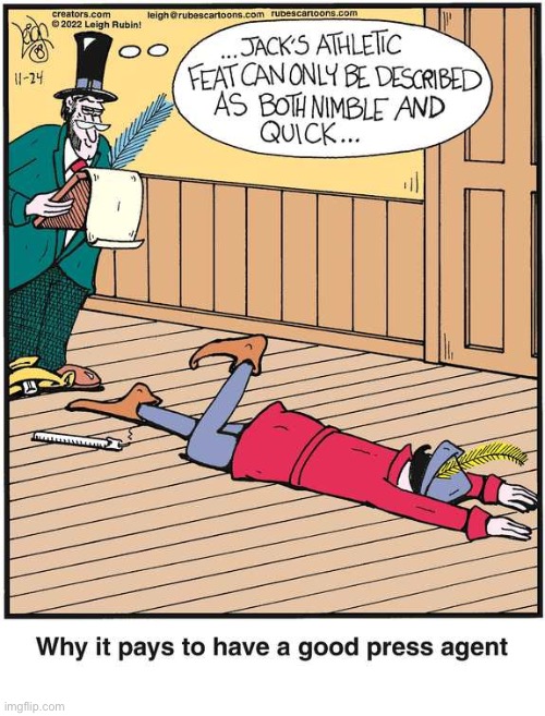 Rubes | image tagged in comics,rubes,jack,press agent,hype,nimble and quick | made w/ Imgflip meme maker