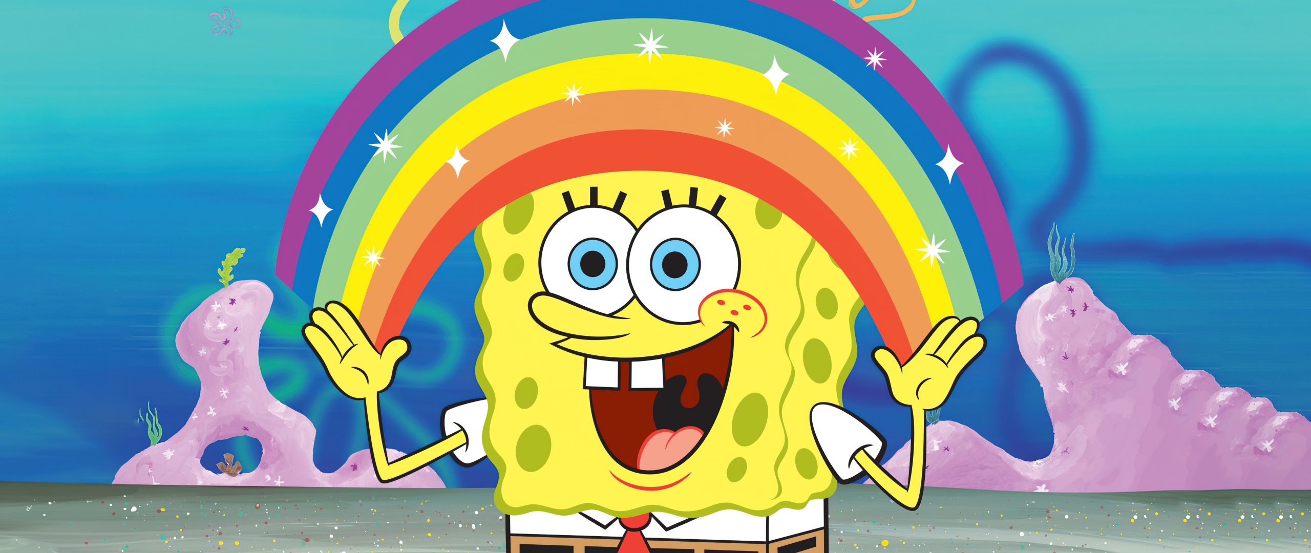 spongebob rainbow hd Blank Meme Template