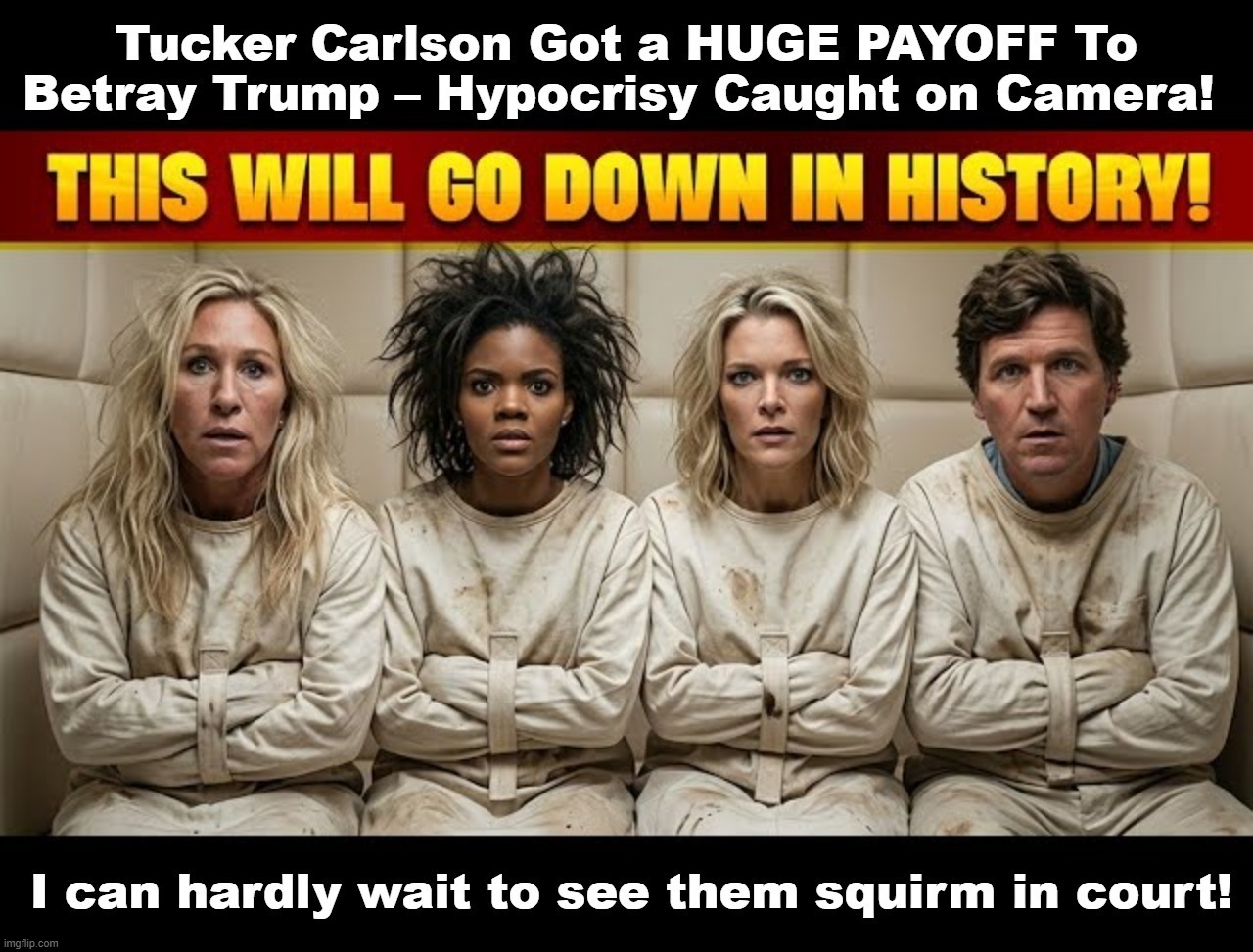 I don't know about you, but I am looking forward to this trial! | image tagged in mtg,candace owens,megyn kelly,confused tucker carlson,alex jones,nick fuentes | made w/ Imgflip meme maker