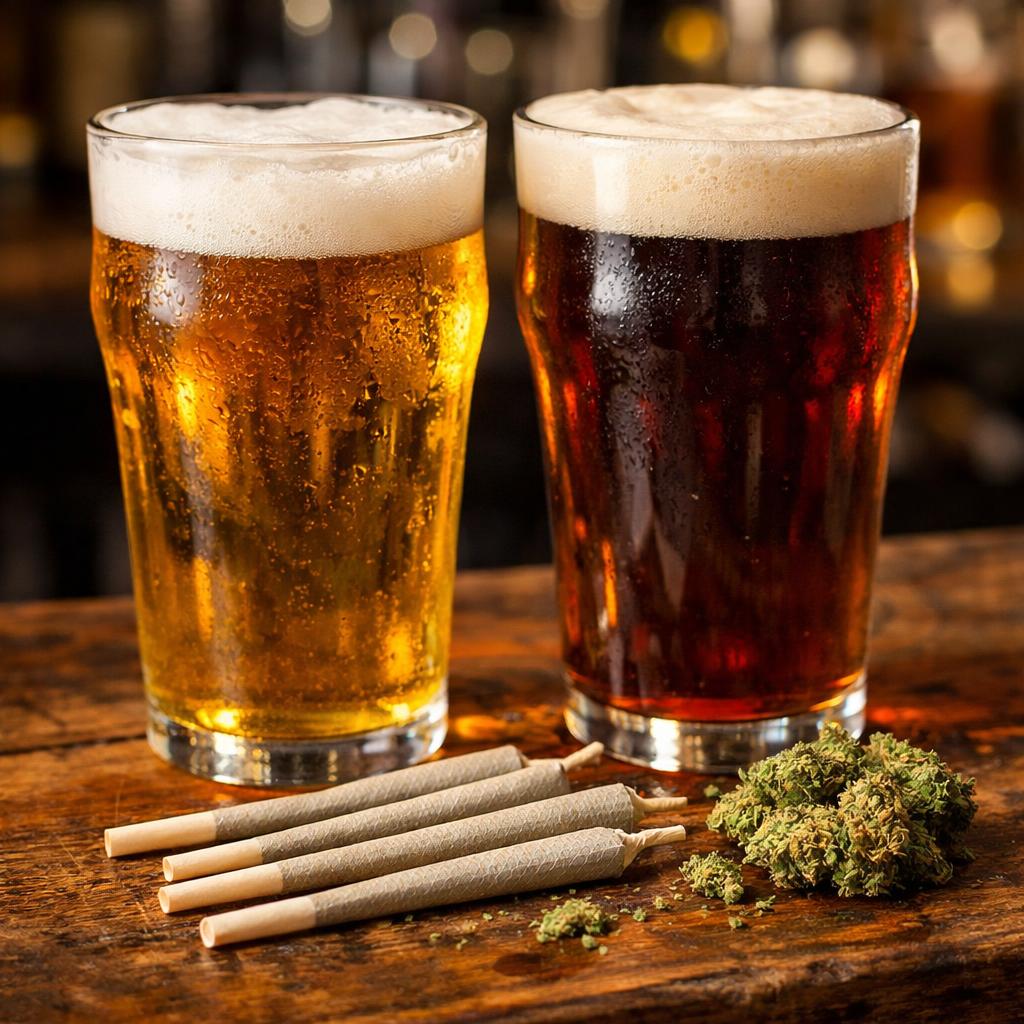 beer pints and marijuana pinners Blank Meme Template