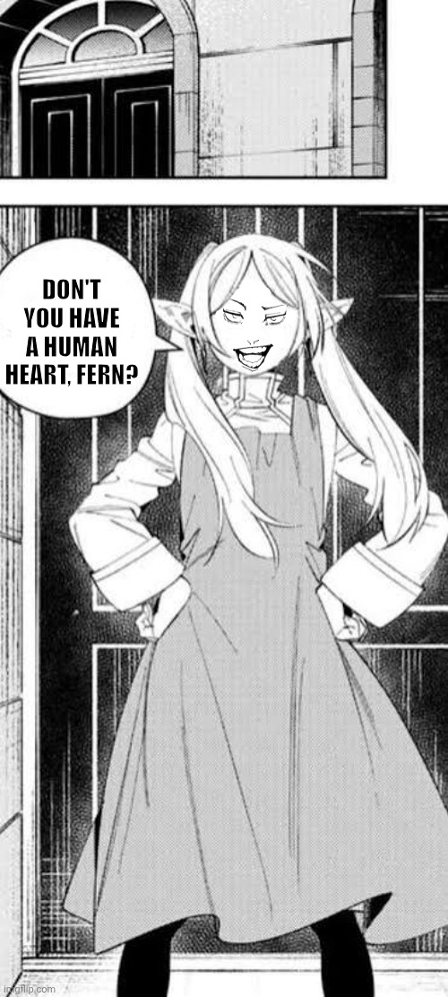 Don't you have a human heart, Fern? | image tagged in memes,manga,elves | made w/ Imgflip meme maker