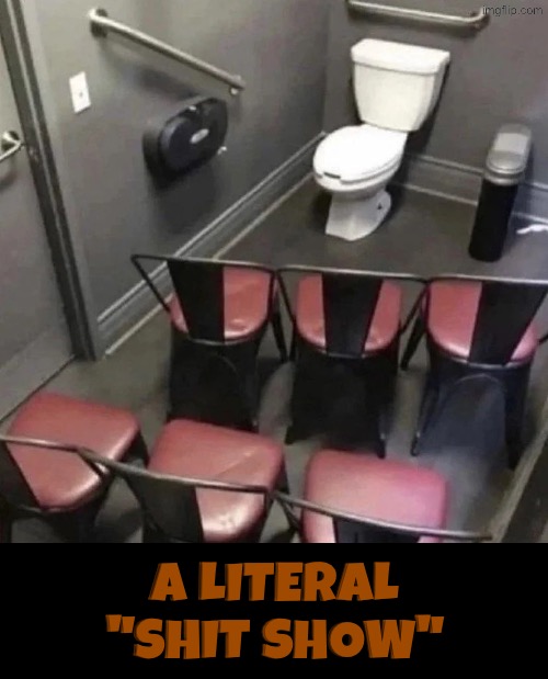 Literally! | A literal "Shit Show" | image tagged in shit show,literally,toilets,pooping,i'm watching you,bathroom humor | made w/ Imgflip meme maker