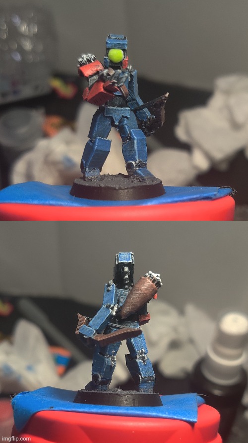 Finished painting and added a bit of spray on top coat. Less for texture than just a bit of protection | made w/ Imgflip meme maker