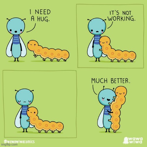 image tagged in insects,cicada,caterpillar,hug,hugging,aww | made w/ Imgflip meme maker