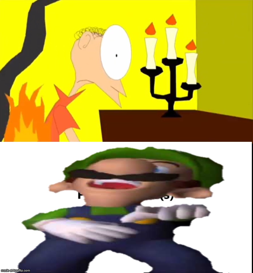 Luigi laughs at Matthew's clothes on fire? | image tagged in who laughs at matthew's clothes on fire,deviantart,nintendo,youtube,deviantart week | made w/ Imgflip meme maker