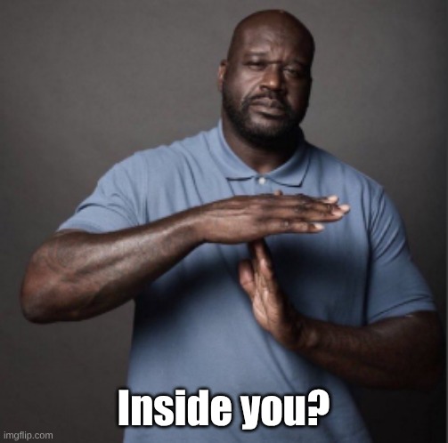 Shaq Time Out | Inside you? | image tagged in shaq time out | made w/ Imgflip meme maker