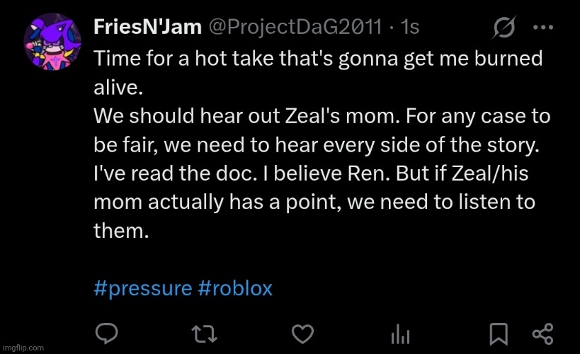 my honest opinion on the whole thing with pressure and Zeal/his mom | made w/ Imgflip meme maker