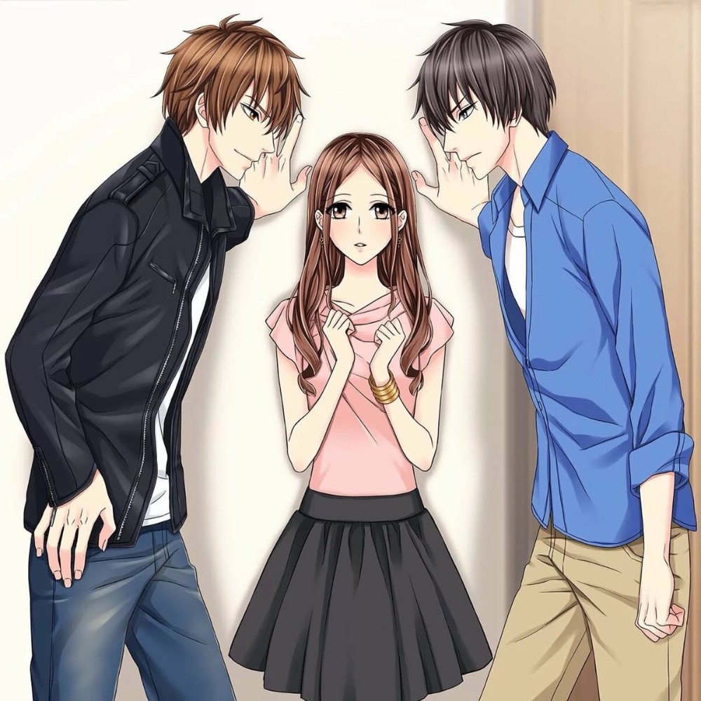 anime girl between two guys meme Blank Meme Template