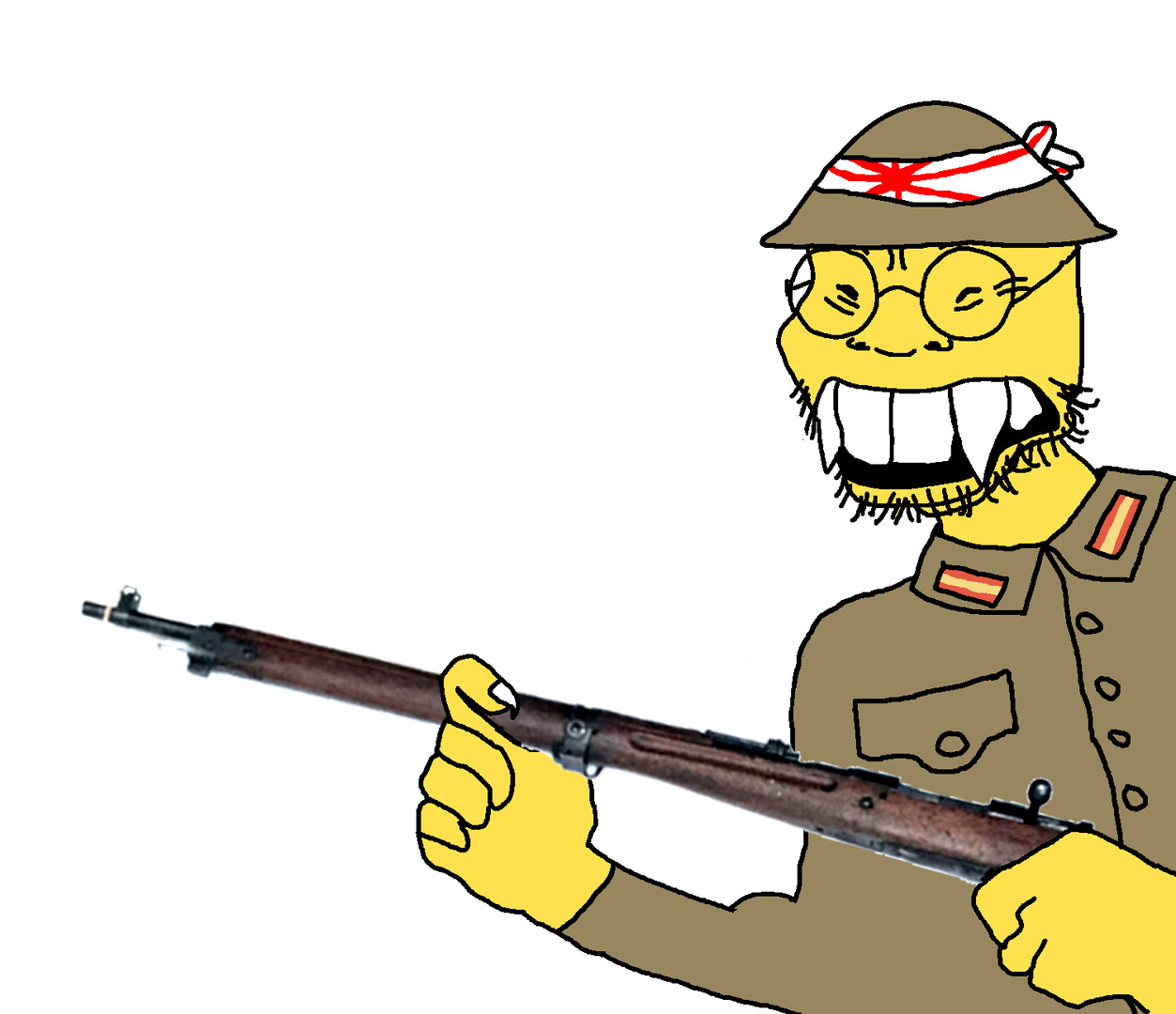 Japanese soldier soyjak Blank Meme Template