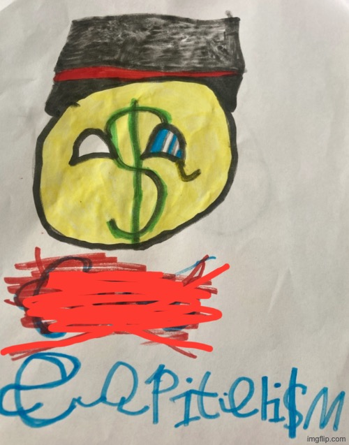 My drawing of Capitalismball | image tagged in capitalism,polcompball | made w/ Imgflip meme maker