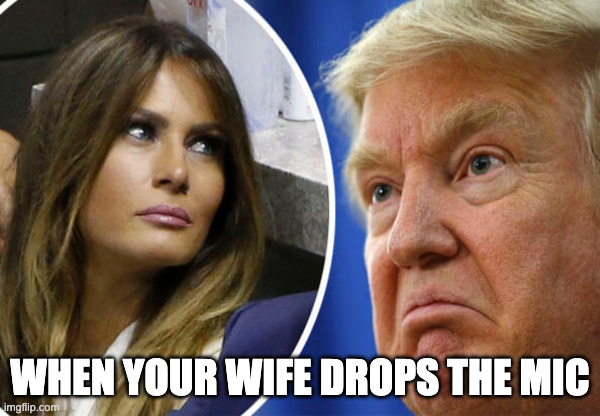 FLOTUS mic drop | When your Wife drops the mic | image tagged in trump and melania,flotus,melania epstein speech | made w/ Imgflip meme maker