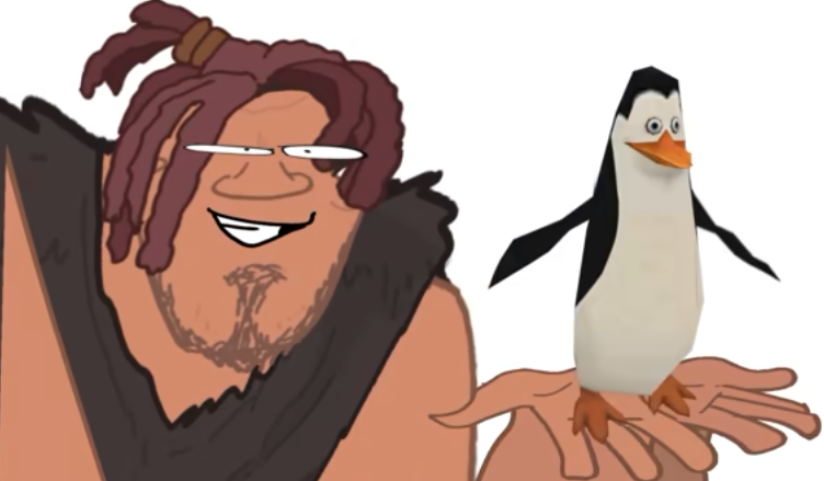 Grug holding a peinguin Blank Meme Template