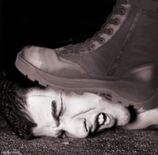 Boot stamping on a human face | image tagged in boot stamping on a human face | made w/ Imgflip meme maker