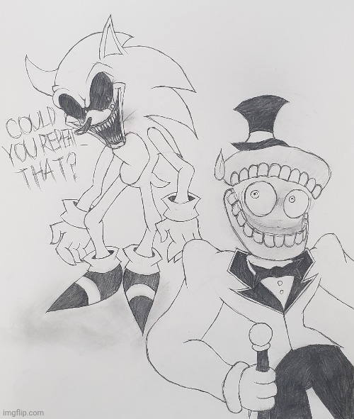 "I. AM. GOD!!!" - Caine | image tagged in sonic exe,exe,tadc,drawing | made w/ Imgflip meme maker